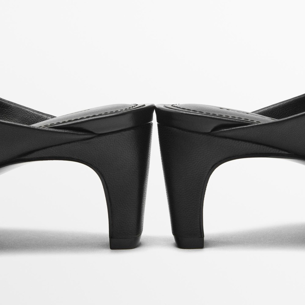 NWT. Massimo Dutti Black Leather High-Heel Sandals. Size 9 - Picture 5 of 9